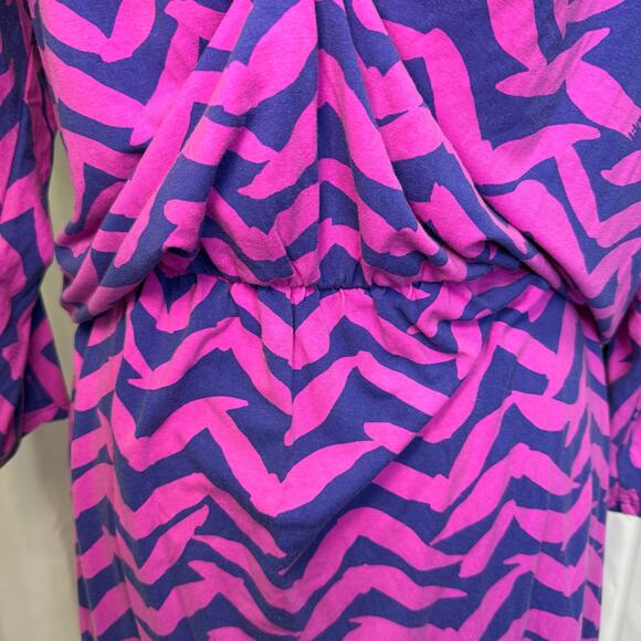 Lilly Pulitzer Pink & Purple Zigzag Print Blouson Waist Dress Size S Rayon Blend - Picture 4 of 9